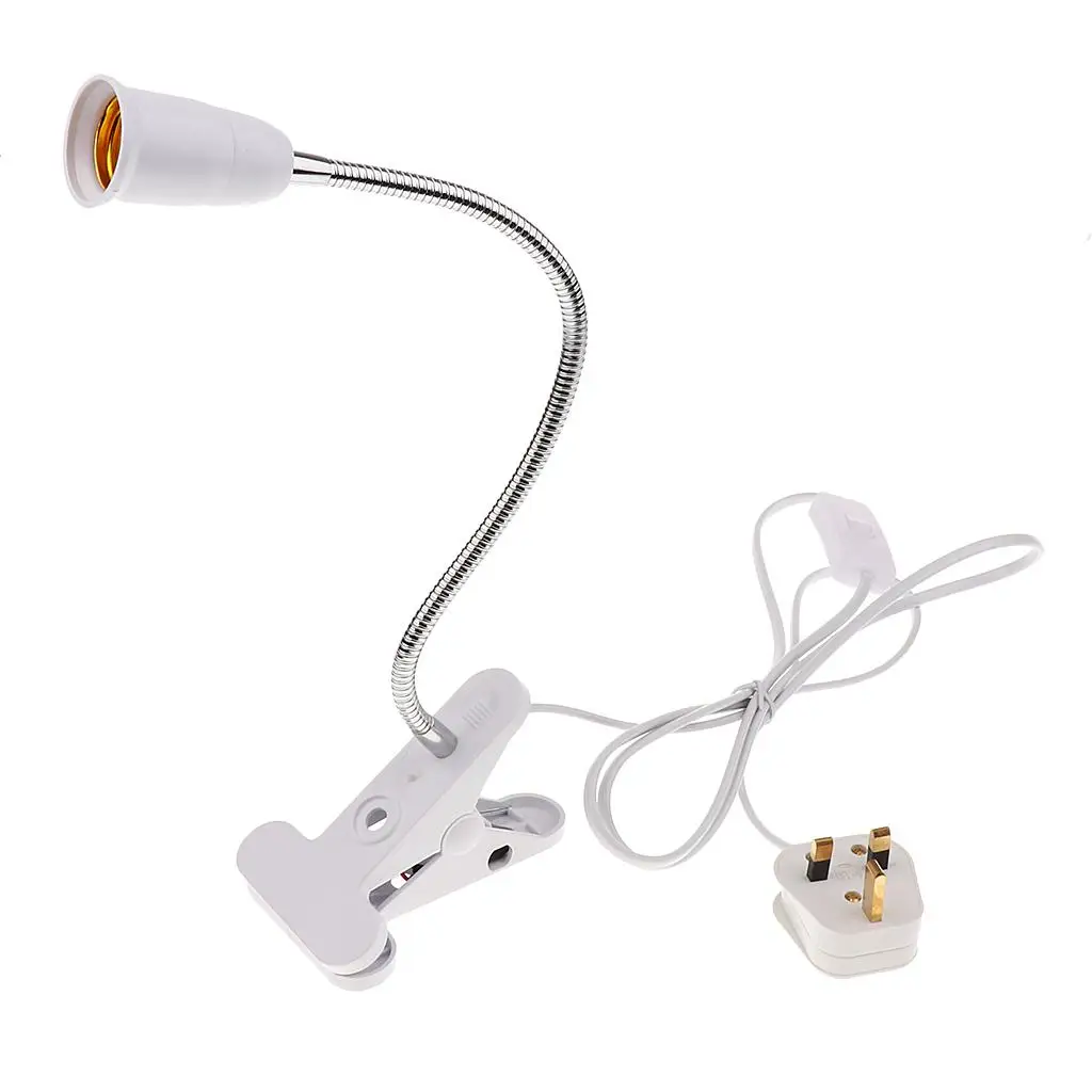 E27 Screw Clamp Lamp Holder Fixture w/ On/Off Switch Flexiable UK Plug