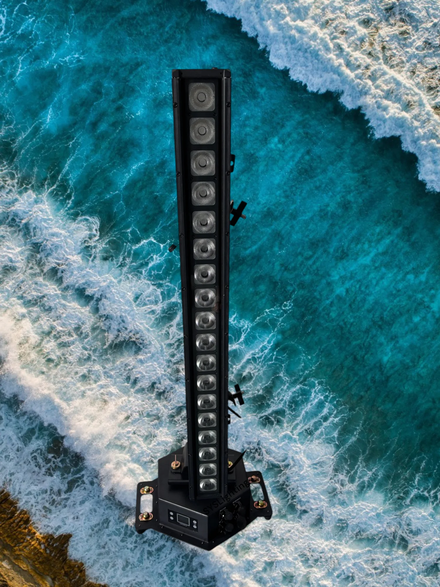 360-degree infinitely rotating base IP65. With infinitely rotating function, suitable for studios, theaters, bars, discos and ot