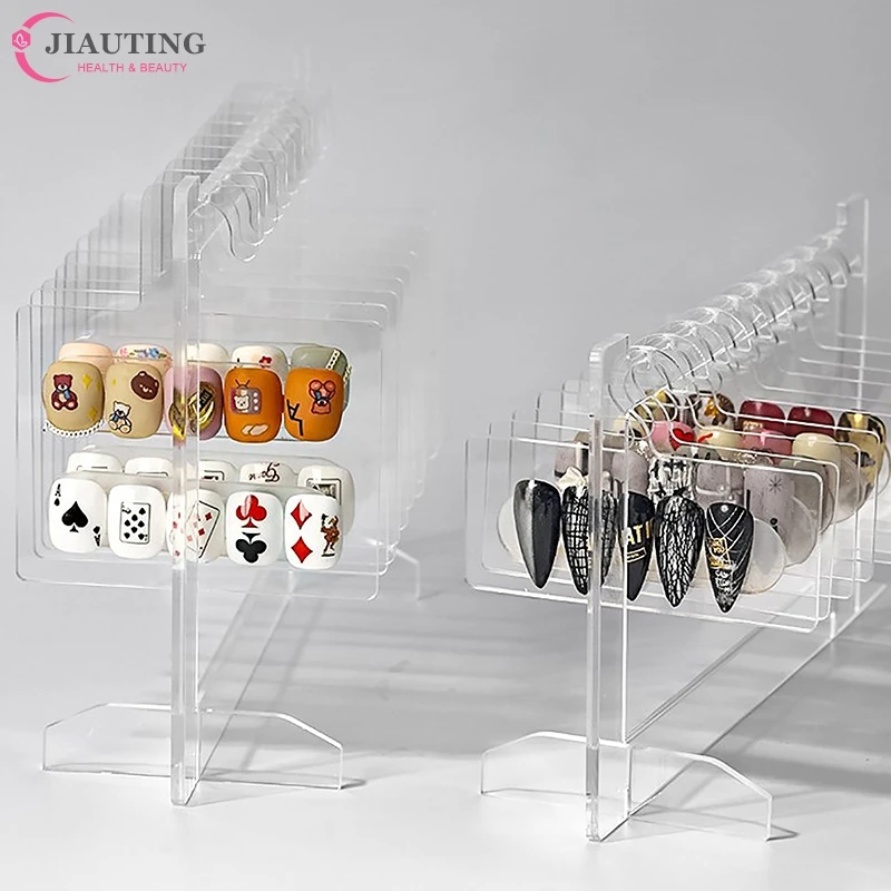 1PCS Acrylic Ins Transparent Acrylic Hook Style Nail Art Display Rack Board Gel Color Works Sample Exhibition Tools