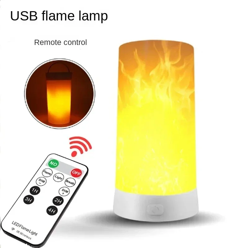 USB Rechargeable Led Flame Lamp with Remote and Timer Waterproof Light Flameless Light for Home Garden Halloween Party Bar Decor