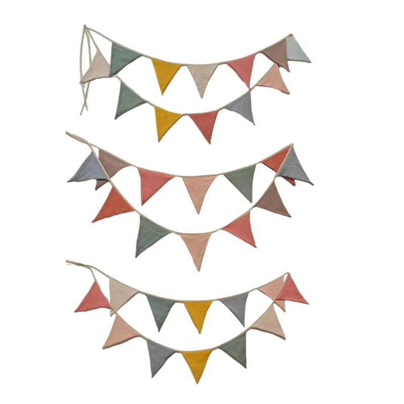 Q0KB Pennant Garland with Retro Color Bunting Flags Hanging Flag Banner for Wedding Birthday Baby Shower Parties Event