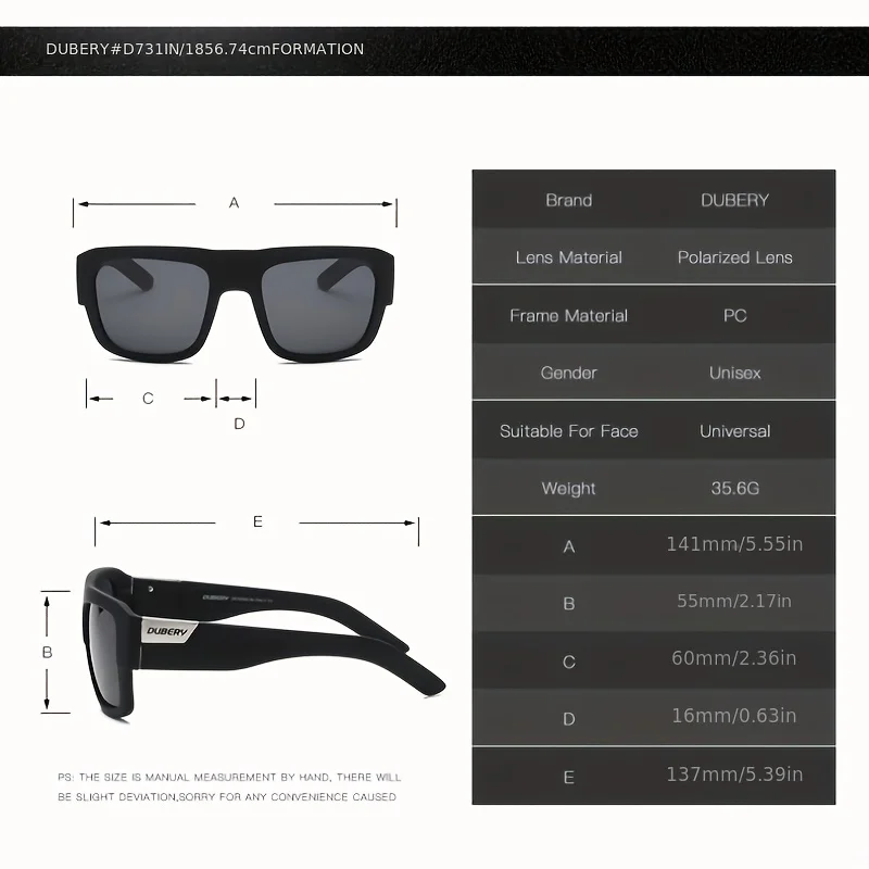 DUBERY-gafas de sol polarizadas con protección UV400 para hombre y mujer, 5 colores, modelo 720