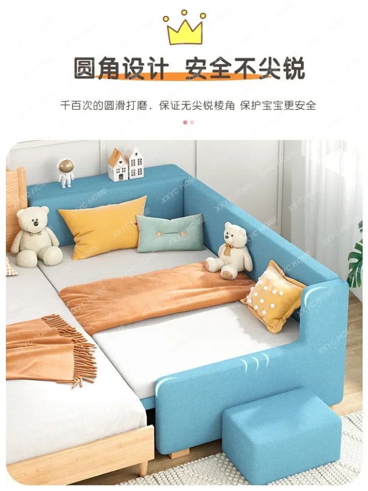 Splicing Baby Big Bed Modern Fashion Children Beds Single Holder Toddler Wooden Kids Bed Mattresses Luxury Loft