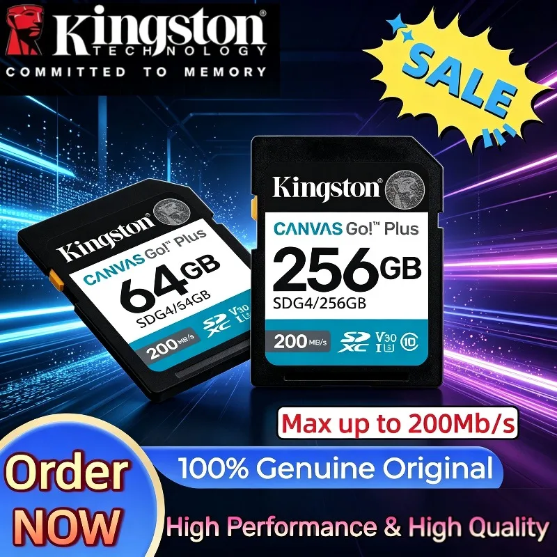 High Speed SDXC Card For Camera 4K Video NEW Genuine Kingston Canvas Go Plus Class10 SD Card 64GB 128GB 256GB 512GB 1TB U3 V30