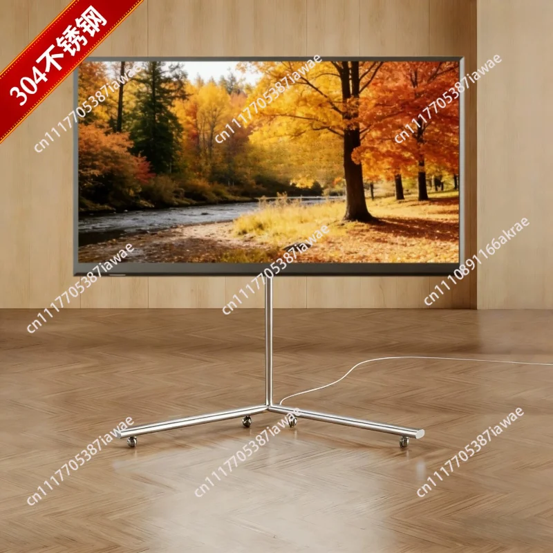 55/65 Inch Mobile TV Stand, Vertical Floor Mount with Wheels, Movable Holder for Living Room Bedroom Silver Fit 40-75