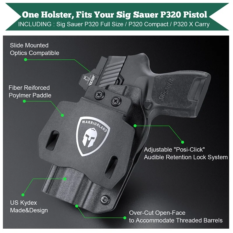 Fit For Sig P320 M17 Full Size OWB Kydex Pistol Holster Fast Draw Right Hand Gun Bags Outside Waistband 1.75 Inch Paddle