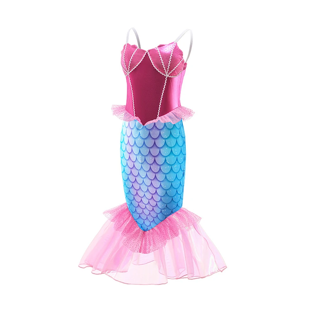 Princesa sereia de lantejoulas brilhante menina Fantasia, vestido extravagante infantil, Festa de Ariel, Carnaval, presente de aniversário, Verão