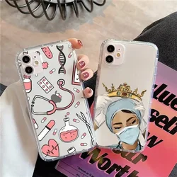 Nurse Medical Health Heart Phone Case for iPhone 16 13 12 11 14 15 Pro XS MAX Plus Mini X Doctor Nursing Transparent Cover Shell
