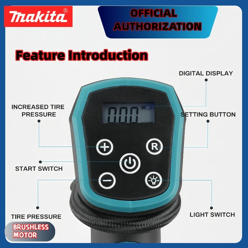 Makita Car mounted air compressor Automatic Cordless Inflator Electric Air Pump Car Tire Handheld Air Compressor