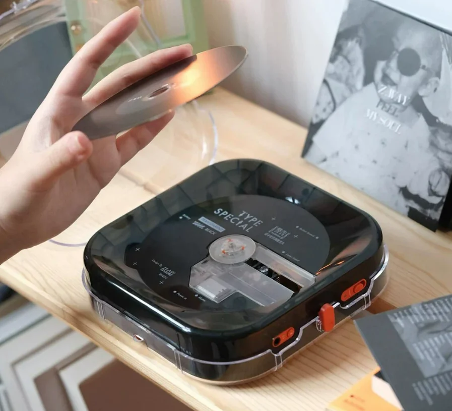 Portable Retro CD Player Bluetooth 5.3 Compatible Rechargeable HiFi Audio with 2000mAh Battery