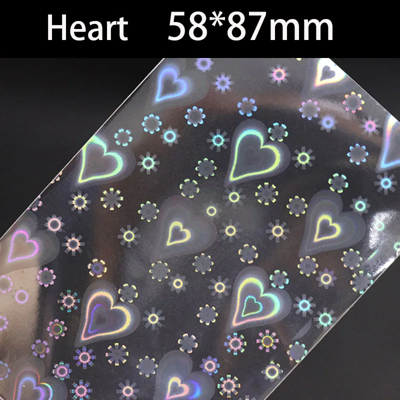 50PCS Laser Heart fireworks butterfly Flashing Holographic Transparent Clear Card Film Sleeves Super Idol Photo Protector Cover