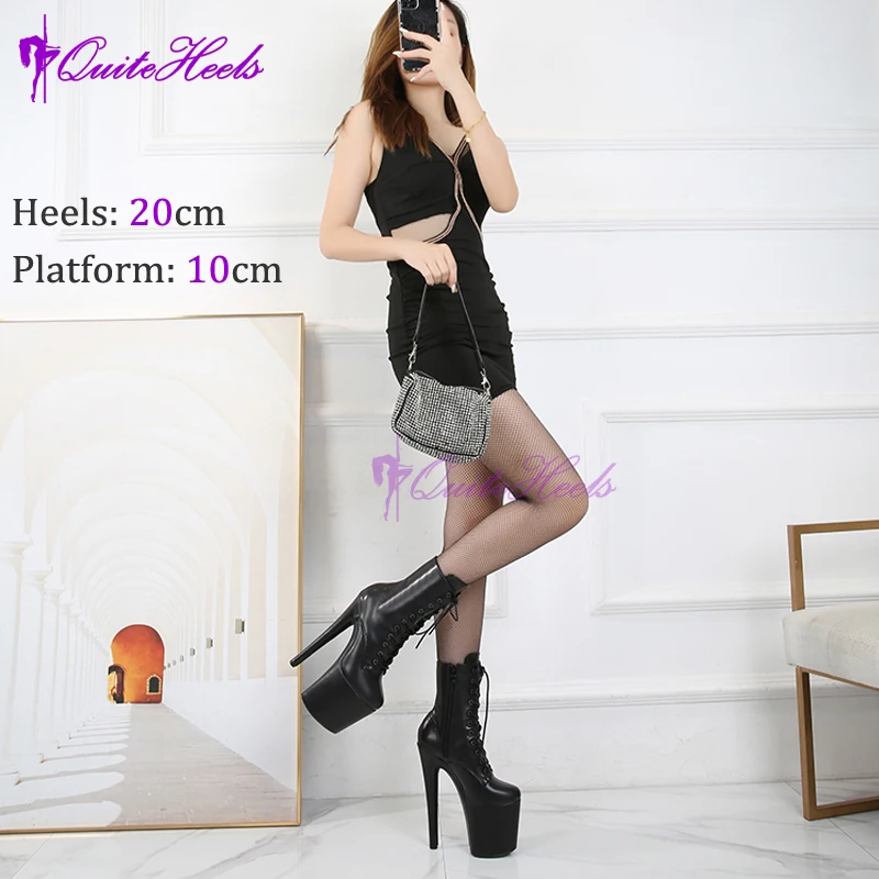 Hotales Black Matt Exotic Stripper Ankle Boots 17 20cm High Heels Platform Sexy Pole Dance Shoes Women 36-41