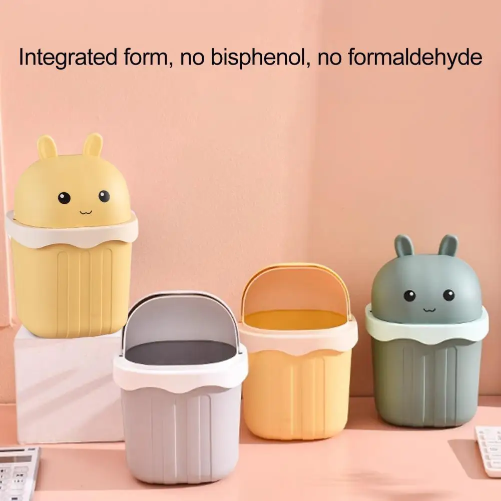 

Desktop Trash Can with Lid Large Capacity Cartoon Shape Rectangle Creative Mini Garbage Can Waste Basket