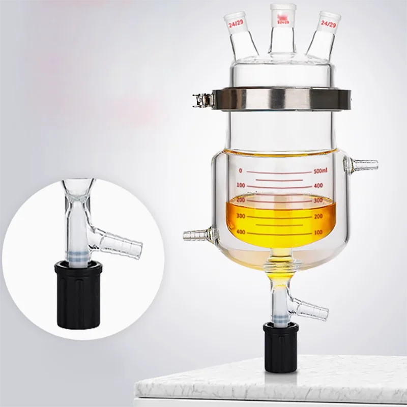 

Split open double-layer jacketed reactor two-port three-port four-port jacketed reactor reactor reaction bottle discharge valve