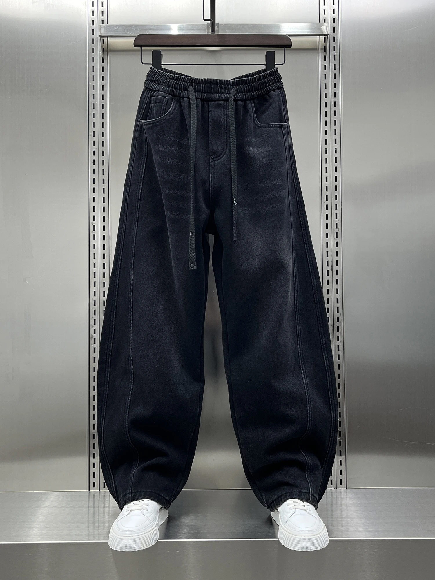 

Мужские джинсы Waed Fce с подкладкой, прямые, весенние, новинка, американский дизайн, повседневные, свободного кроя, теплые, для ежедневной носки