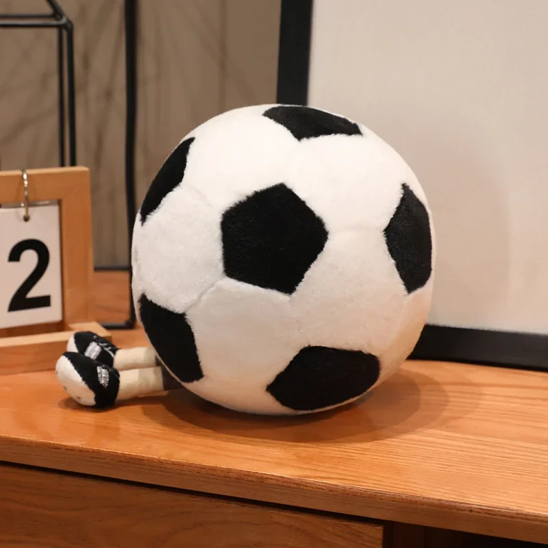 Soft Fluffy Soccer Ball Plush Toy Cute Stuffed Football Doll with Legs Ideal for Holiday Presents Bedroom Decor or Stress Relief