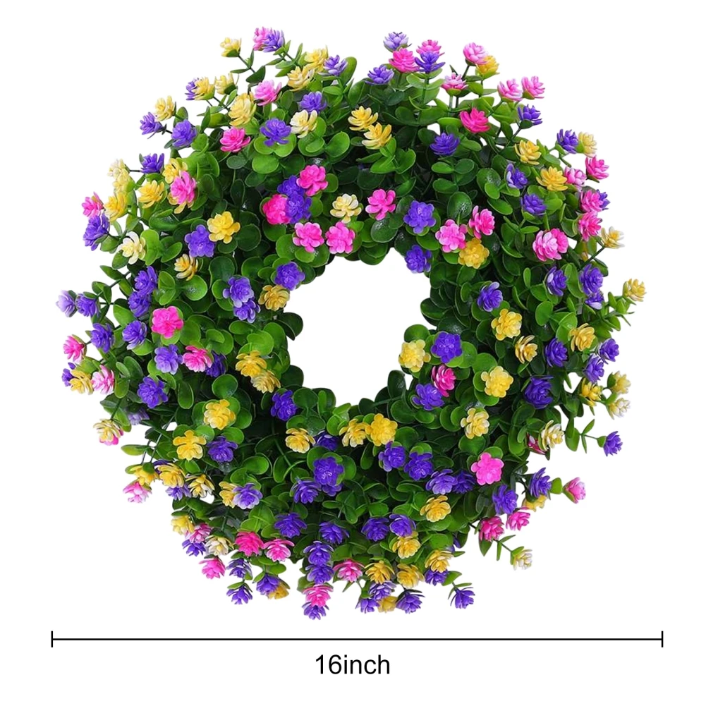 

45cm Spring Wreath Decorative Artificial Wreath Large Size Family Front Door Wall Hanging Plastic Rattan Imitation Flower Garlan