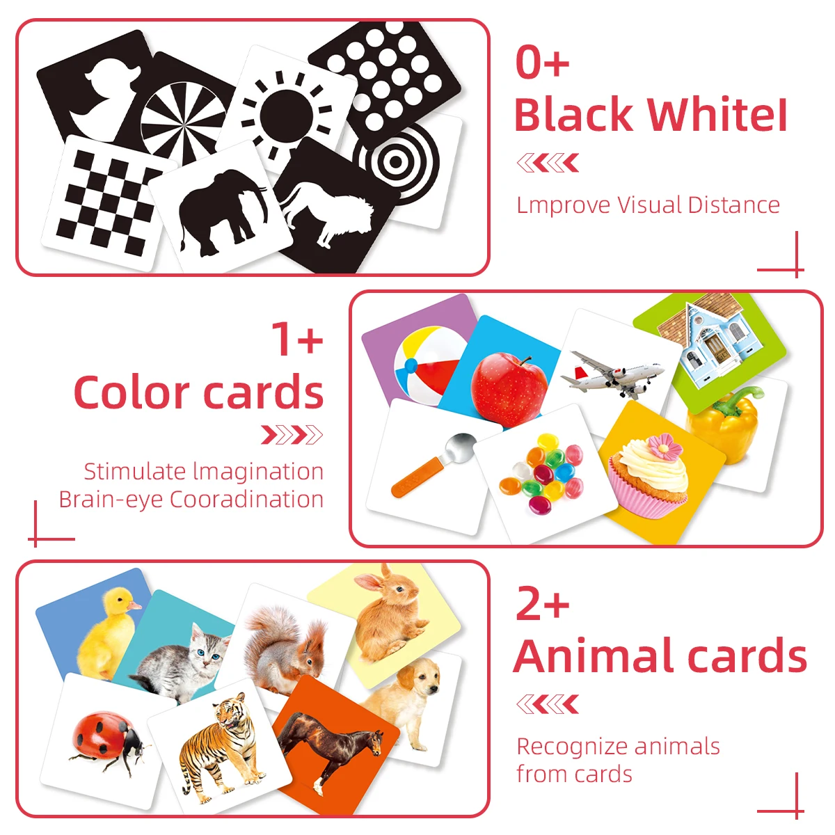 Cartões de Estimulação Visual, Exercite a Visão do Seu Bebê, Melhore a Cognição do Seu Bebê, Primeiro Presente para Crianças 0-2 Anos de Idade