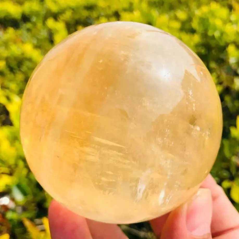 كرة الكالسيت الصفراء الطبيعية شفاء كريستال كوارتز الكرة الأحجار الكريمة الريكي غرفة الديكور سيترين الكالسيت هدية #2