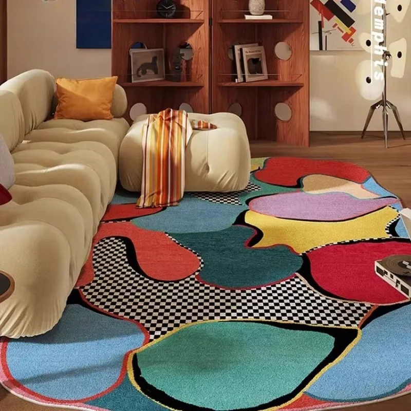 Special-shape Living Room Carpet Colorful Dopamine Irregular Sofa Coffee Table Floor Mat Cute Children's Decoration Plush Rug 러그