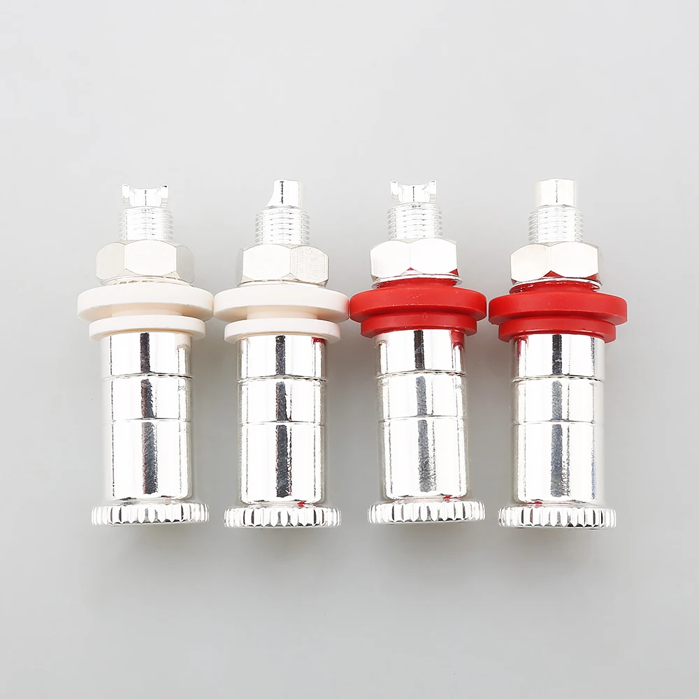 

4pcs High-Quality Brass/Banana Plugs/Silver-Plated Speaker Binding Posts/Plug Terminals Connectors Electric Plugs