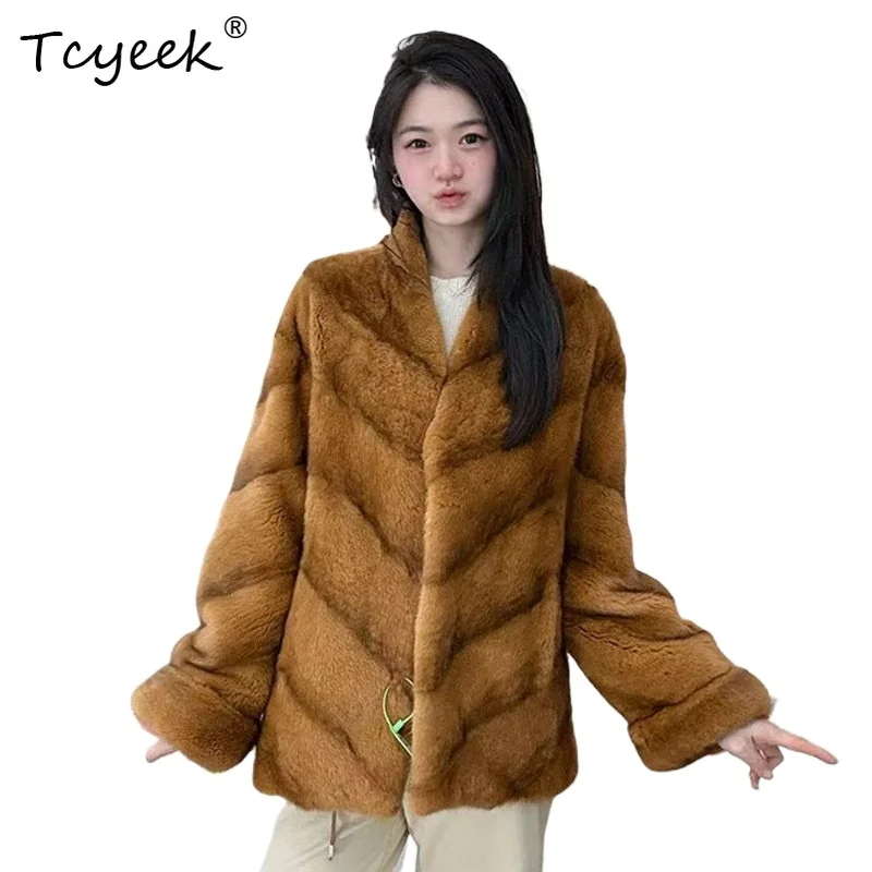 

Tcyeek Luxury Natural Whole Mink Fur Coat Women Winter Clothing Real Women's Mink Ladies Jackets New in Coats Шуба Женская