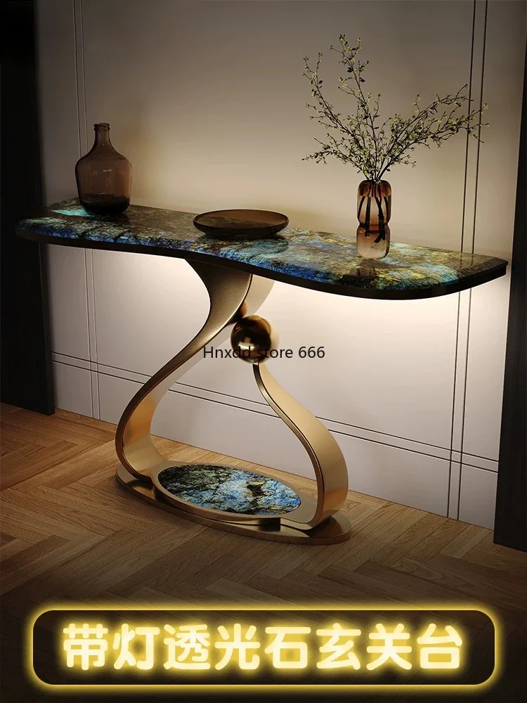 Modern light luxury villa high-end luxury stone living room partition cabinet case end view table