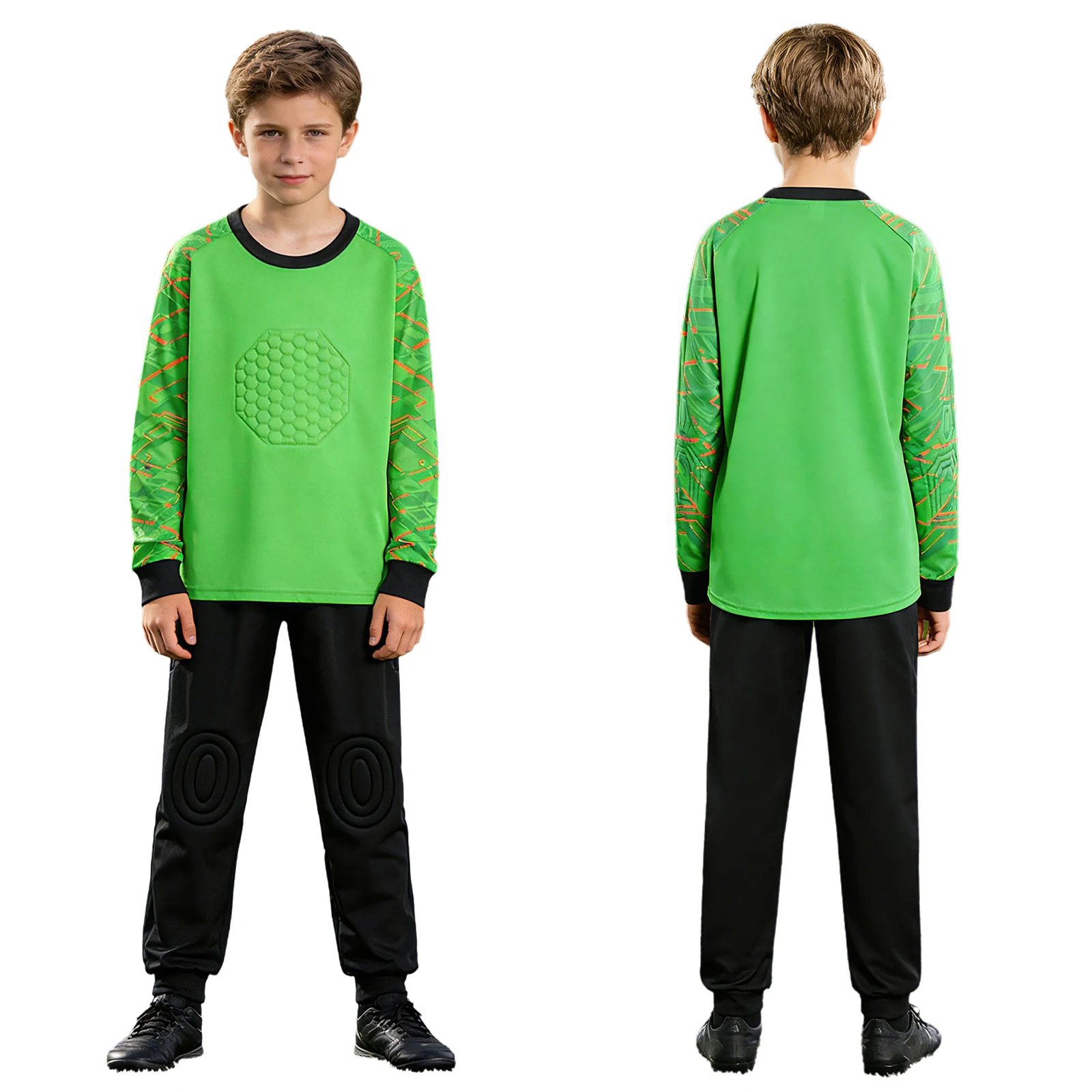 

Детская футбольная форма для вратарей для мальчиков и девочек, защитный комплект с мягкой подкладкой (топ и брюки), спортивная одежда для тренировок и матчей по футболу