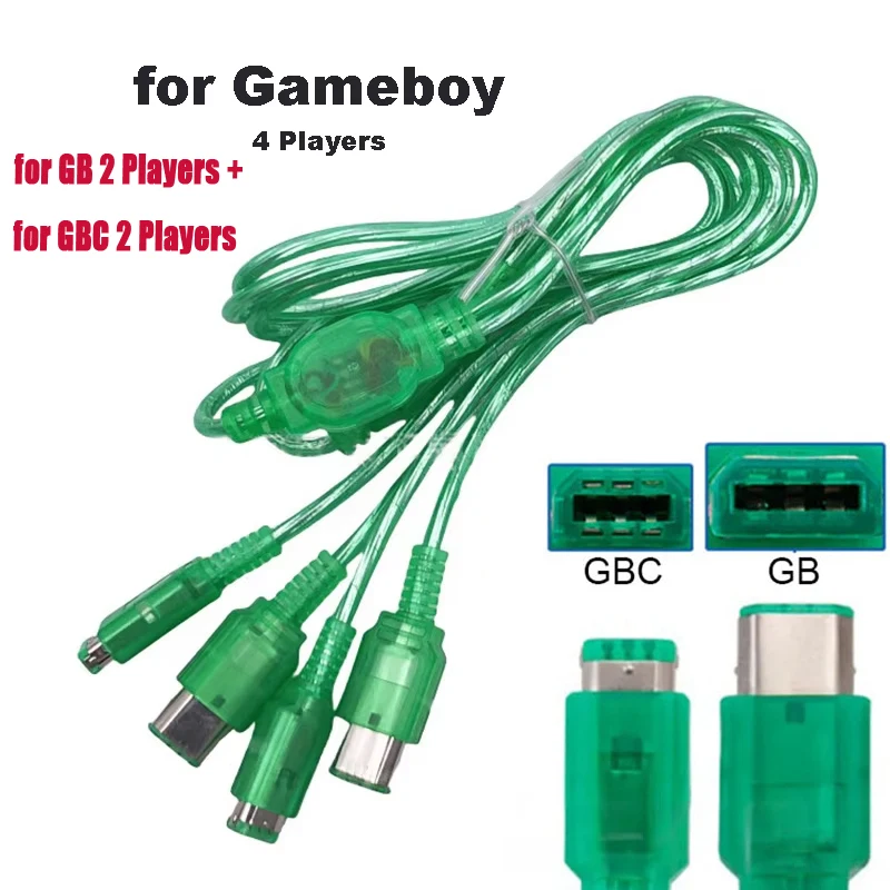 Image of 1,5 m GBC Battle-Kabel für Nintendo Gameboy GBC GBP GB Spielekonsole 4-Game-Player-Verbindungskabel, grünes Verlängerungskabel