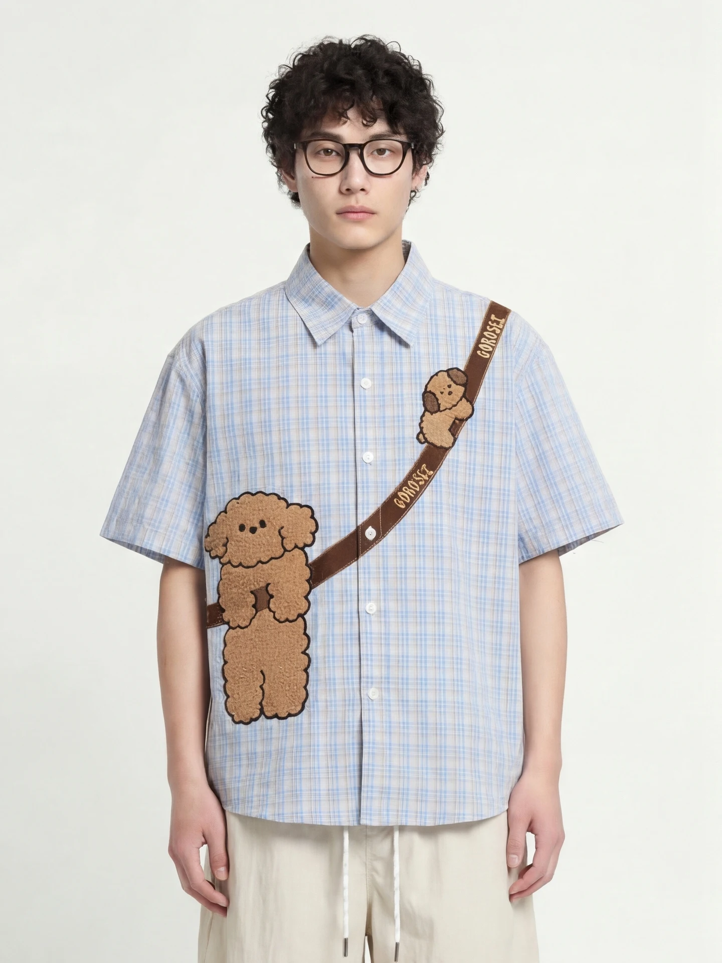 

Loose ort Sve Plaid irt Teddy Bag Design Casual Sle ex Breathable Cotton Summer irt from Youth Faion