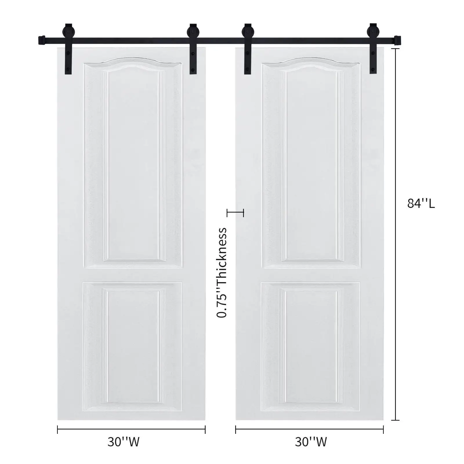 Puerta moderna elaborada con CNC de 3/4" de grosor y 60 pulgadas. x 84 pulgadas. Granero blanco de MDF