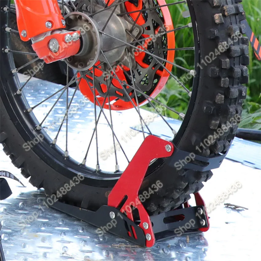 Heavy-duty Steel Motorcycle Front Wheel Stand Wheel Chock Upright For Trailer Mount Trailer rack Parking Fixed Frame Dirt Bike
