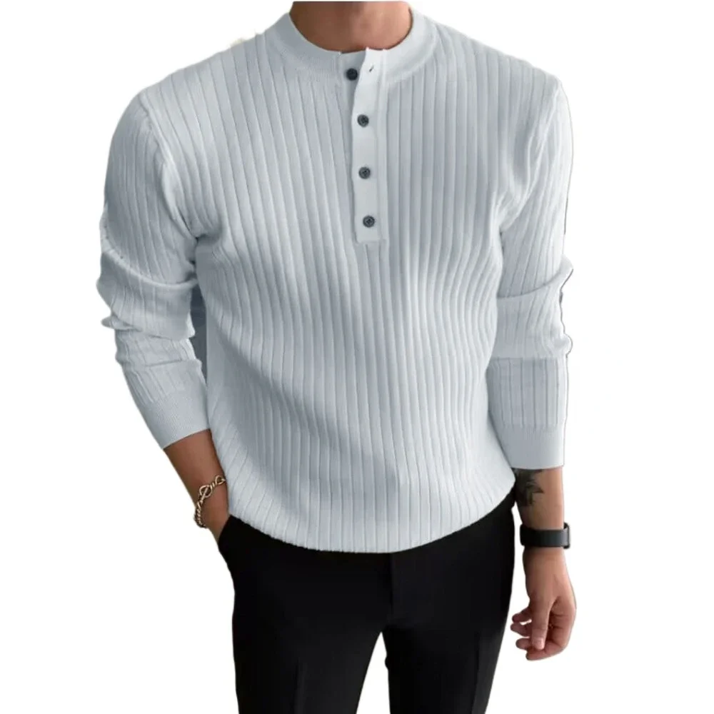 Men's Autumn and Winter Casual Sweatershirt Slim Fit Long Sleeve Cool Solid Color Trend Pullover Tops