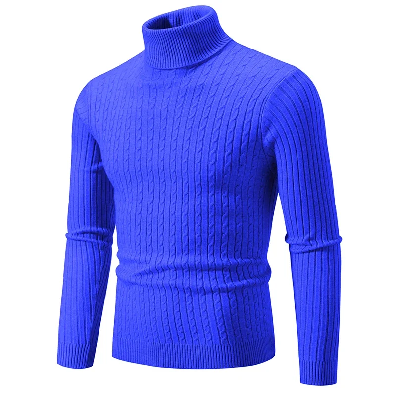 Maglione Pullover lavorato a maglia caldo Casual dolcevita Sweatwear Mens top