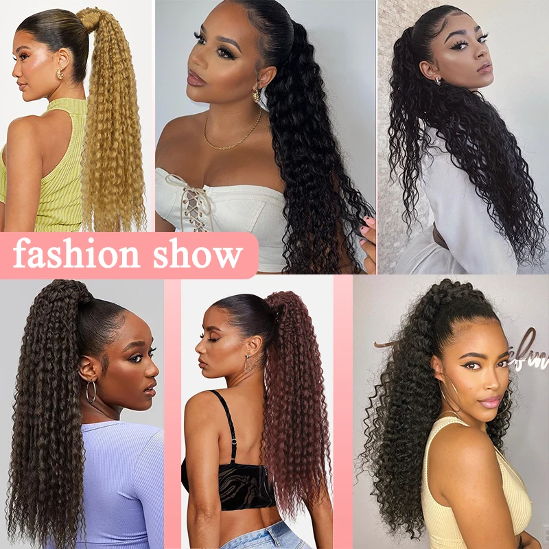 شعر مستعار، ذيل حصان، أسود أفريقي، وصلات شعر على شكل مجعد، ضفائر قذرة، خيوط متعددة من البراغي، ذيل حصان متشابك #6