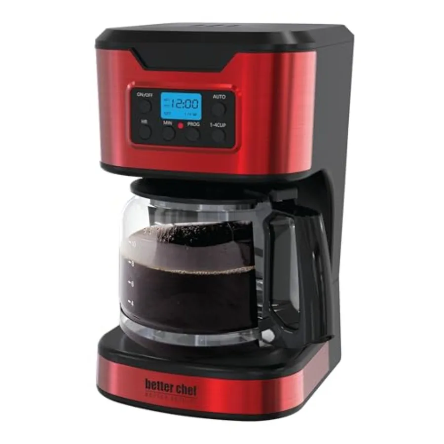 

Programmable 12-Cup Coffee Maker 1-4 Cup Setting Auto-Pause to Serve 2hr Keep Warm Perma-Filter