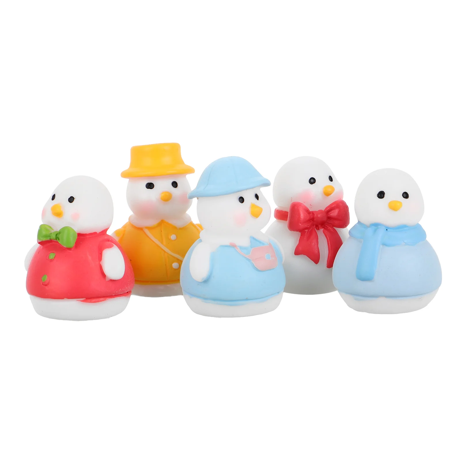 

5 Pcs Christmas Snowman Duck Miniature Figurines Dollhouse Resin Figures Animals Trinkets Xmas Miniatures