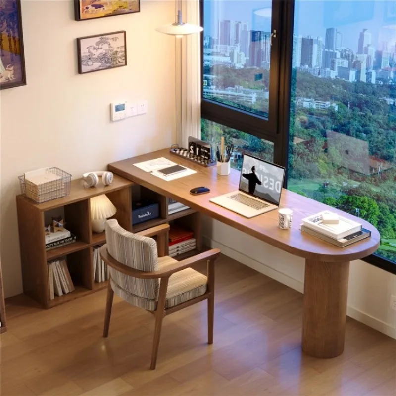 Quarto contra a parede com armário Mesa de canto de madeira maciça Mesa de estudo para estudantes Mesa de computador em forma de L de canto doméstico
