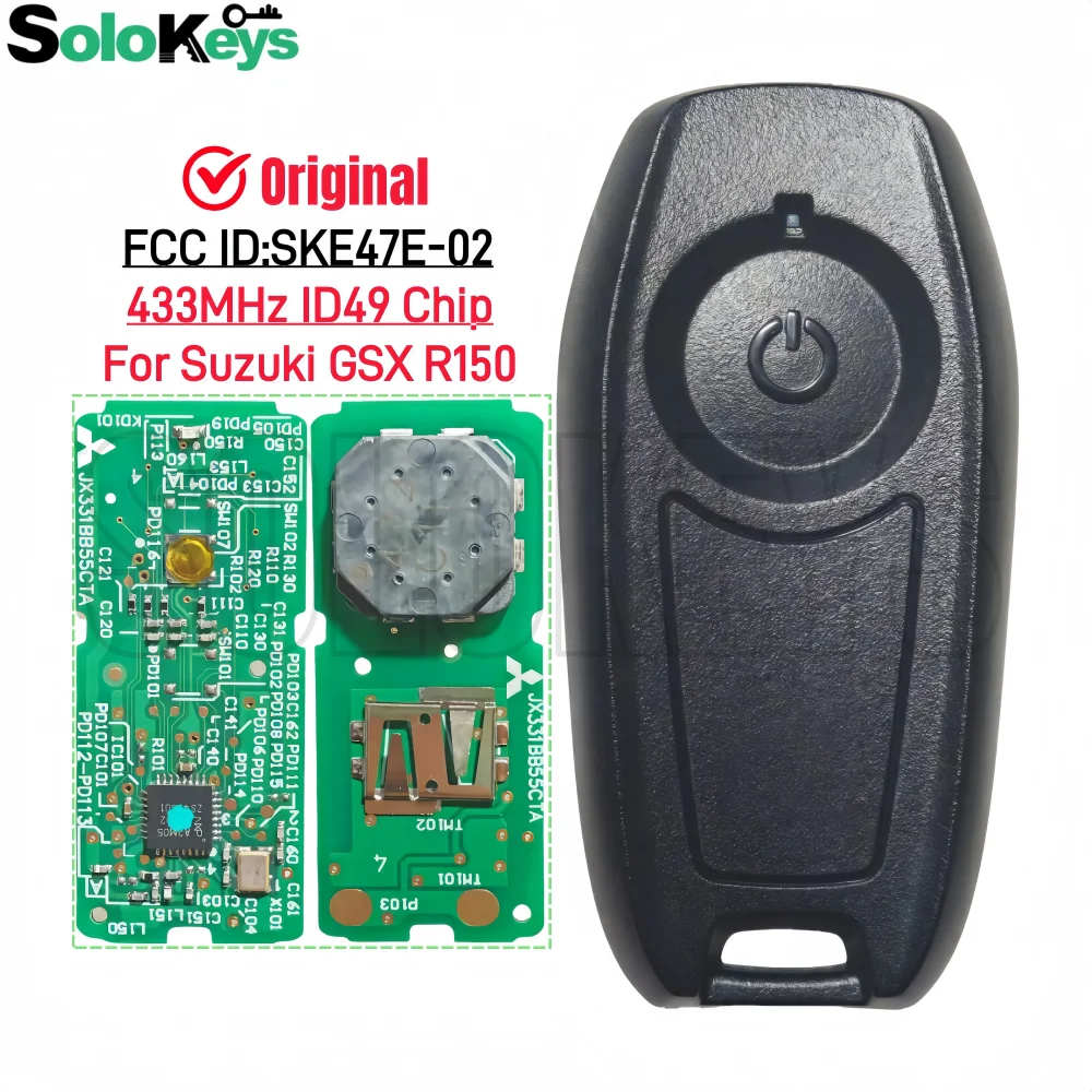 

SOLOKEYS FCC ID:SKE47E-02 37172-23K21 433MHz ID49 Chip For Suzuki GSX-R150 Original Motorcycle Smart Remote Control Key