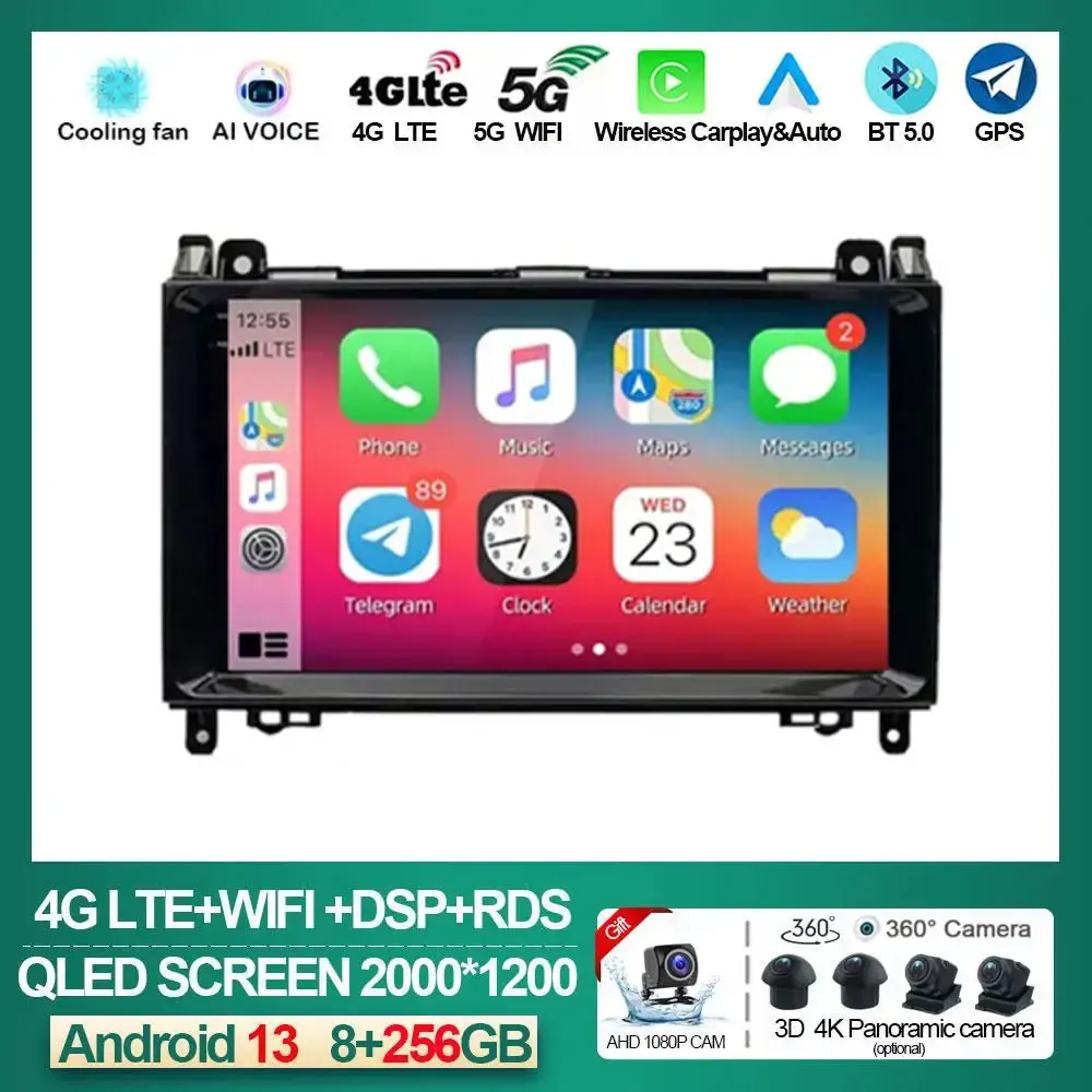 

2K QLED NEW Android Car Radio Stereo For Mercedes Benz B200 A B Class W169 W245 Viano Vito W639 Sprinter W906 GPS Carplay Audio