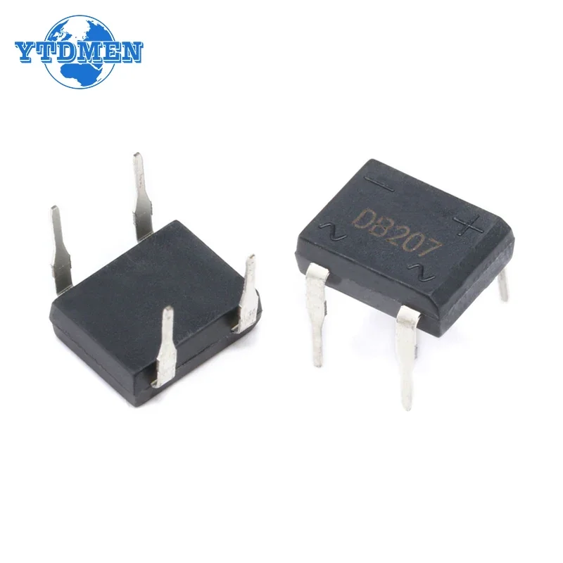 10/20PCS DB207 DB107 Bridge Rectifier DIP4 1000V 2A 1A Power Diode Rectifiers Electronic Components IC Kit, with Box