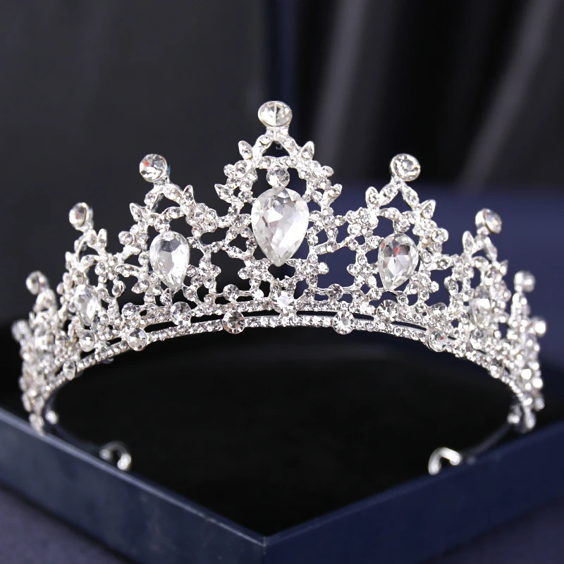 Silver Color Crysta Crowns And Tiaras Baroque Vintage Crown Tiara For Women Bride Pageant Prom Diadem Wedding Hair Accessories image 3