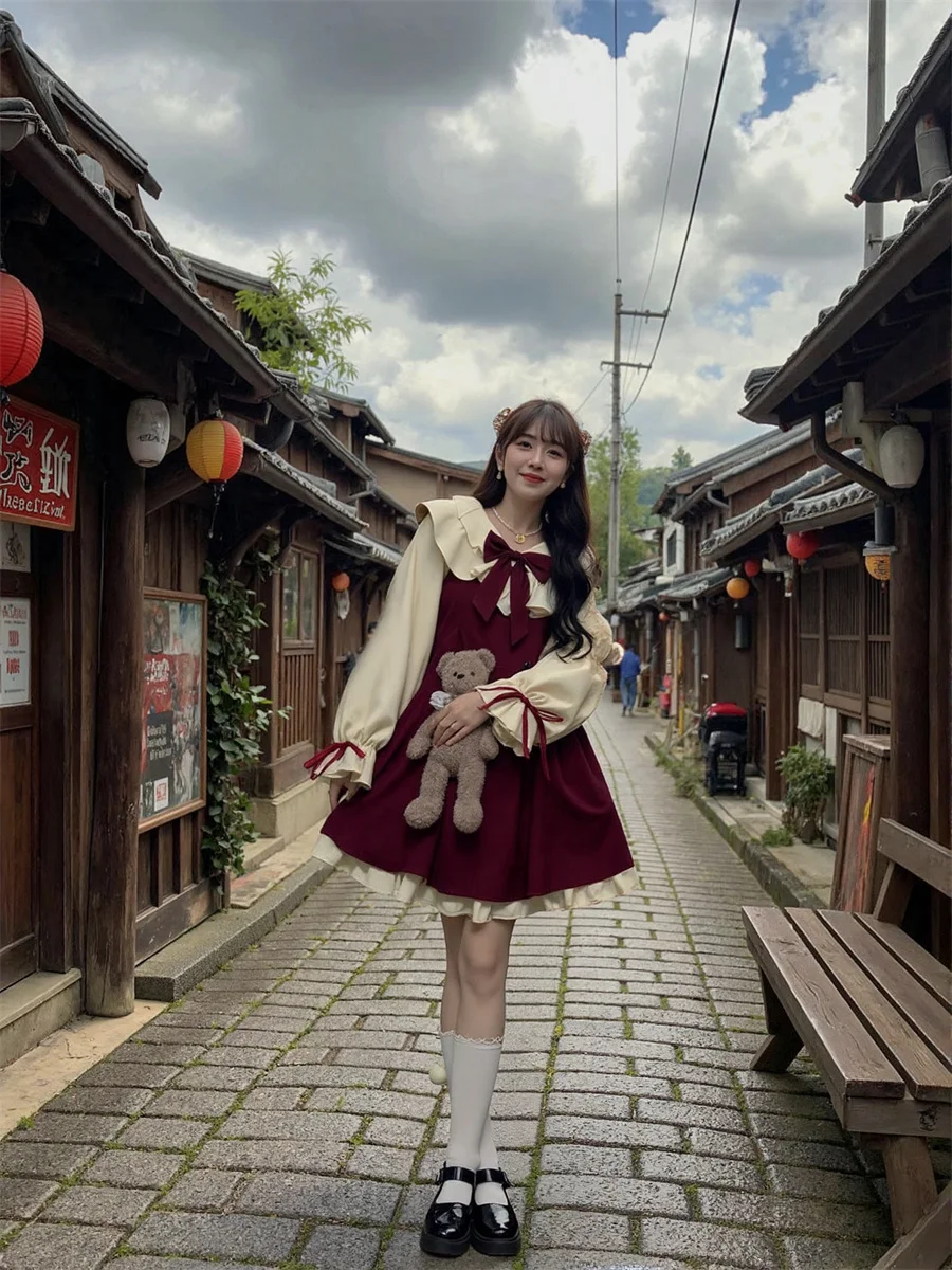 Abiti da donna Manica lunga Vestibilità regolare Stile preppy Junior Incrociato Crochet Crossover Cupro Taglio curvo Ritaglio carino Ritaglio