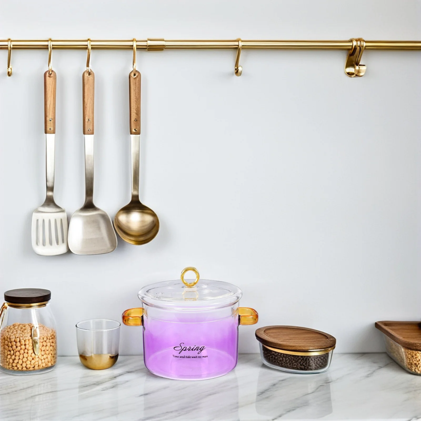 

1500Ml Glass Stew Pot High Borosilicate Heat Resistant Clear Cookware for Soup Ramen Pasta Milk Dual Handle Stovetop Microwave