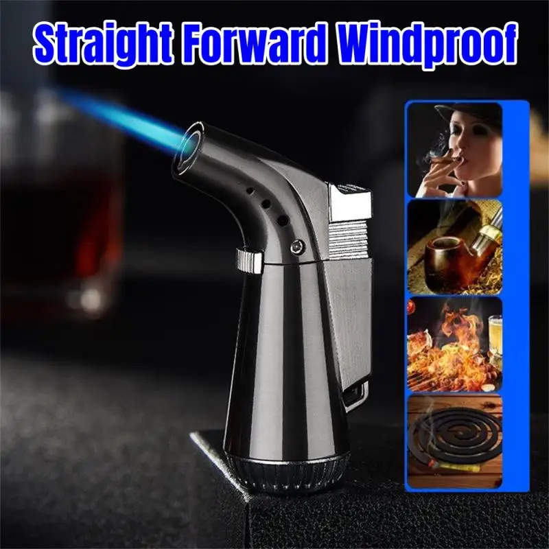 Straight Forward Windproof Blue Flame Extended Elbow Small Spray Gun Welding Gun Cigar Smoking Accessories Does Not Contain Gas