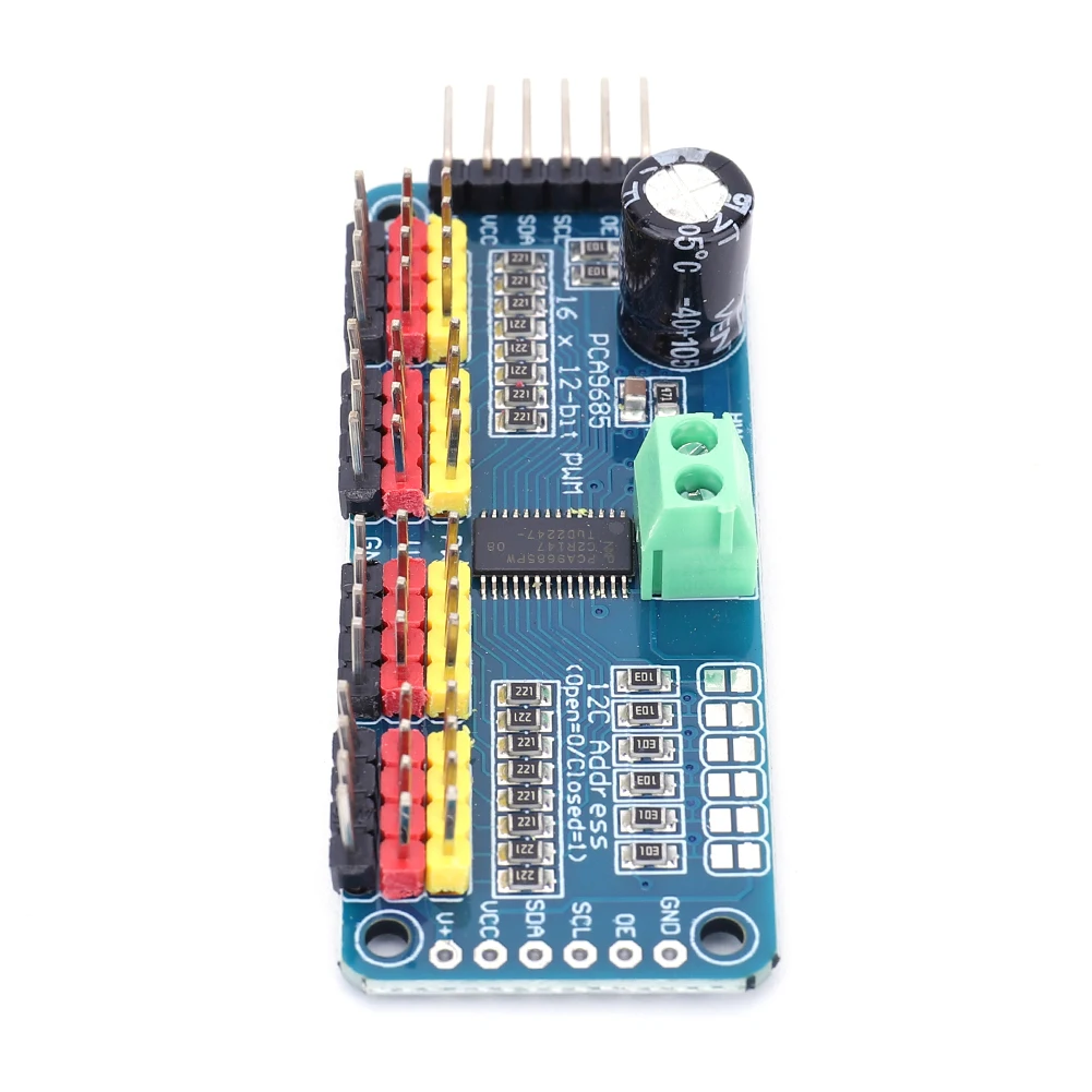 PCA9685 moduł napędu interfejs IIC 16-kanałowy 12-bitowy kontroler płyty sterownik do serwosilnika PWM dla robota Arduino/Raspberry Pi