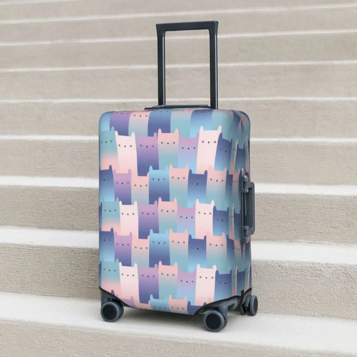 

Pastel Colorful Cats Suitcase Cover Animals Adorable Cruise Trip Protection Flight Fun Luggage Supplies