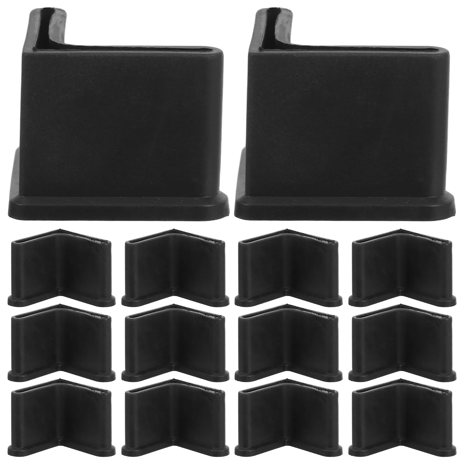 

20Pcs L-Shaped Plastic Furniture Feet Protectors Black Non-Slip Chair Leg Covers Bed Frame Floor Protectors for Furniture