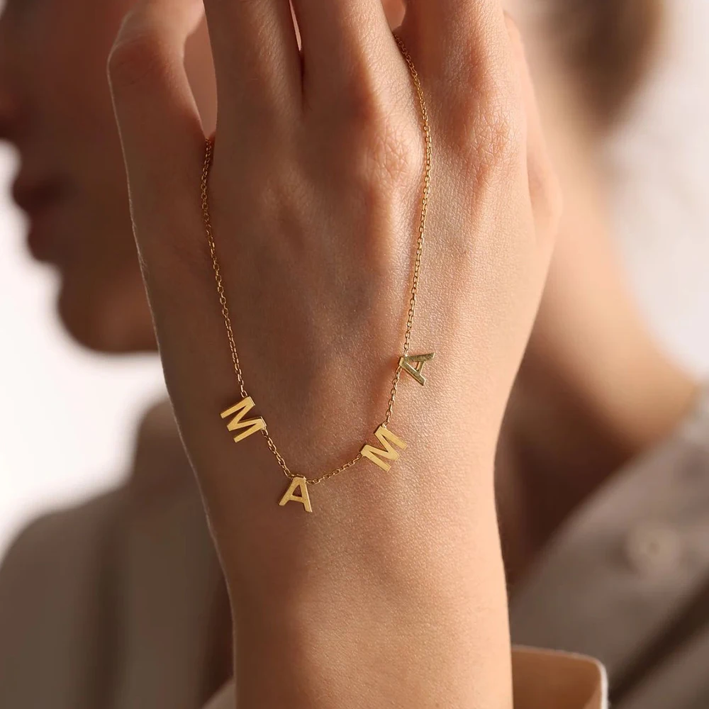 GD Customized Stainless Steel MAMA Name Necklace Custom Personalized Letter Choker Necklace Pendant Nameplatefor Women Gift