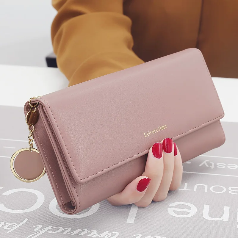 Fashion Women Wallets Brand Letter Long Tri-fold Wallet Purse Fresh Leather Female Clutch Card Holder Cartera Mujer